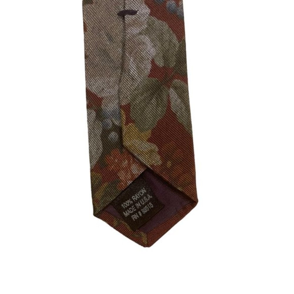 Britches VINTAGE from 1980s Brown Floral Silk‎ Tie 100% Rayon Like New Condition - Picture 3 of 4